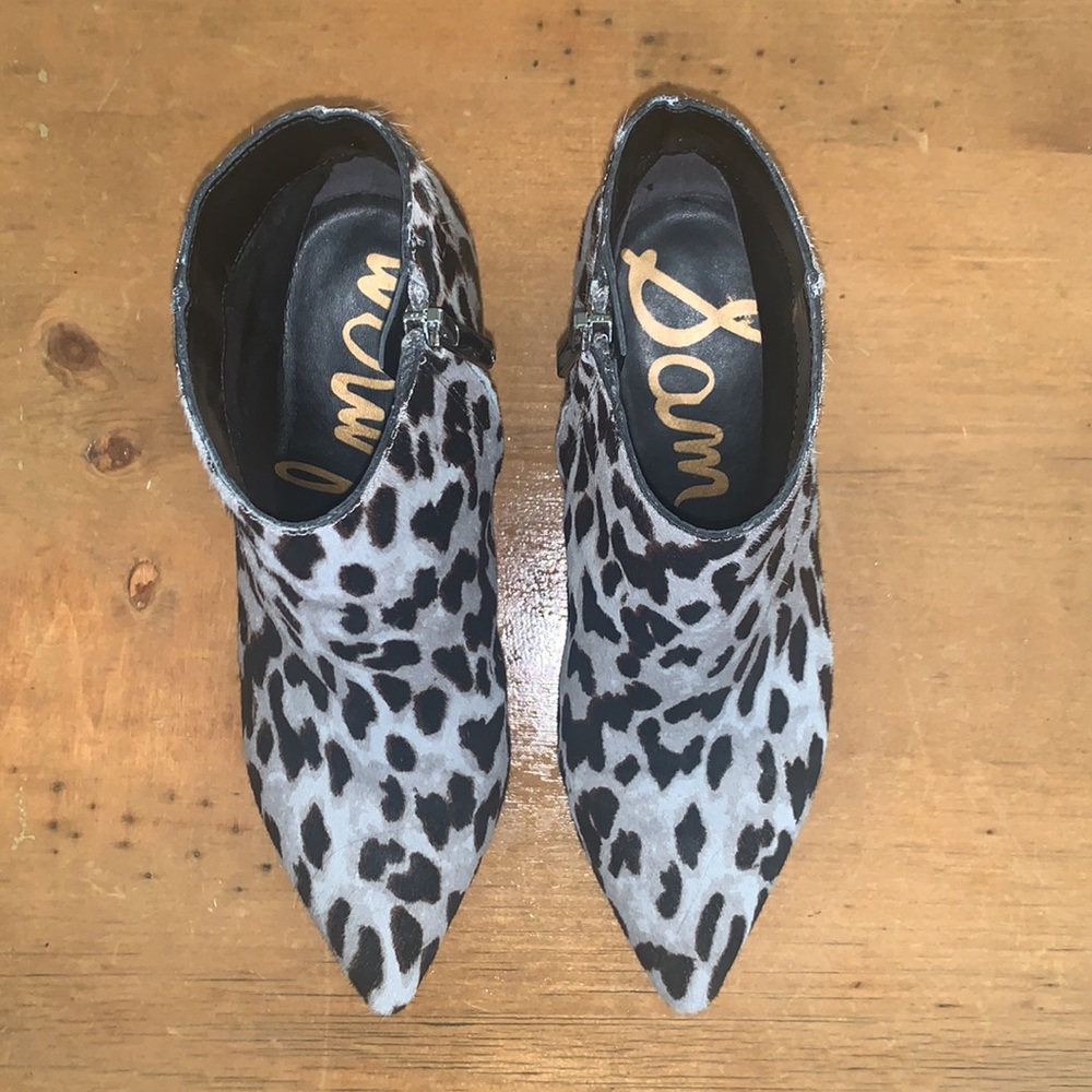 Sam Edelman Real Calf Fur Printed Ankle Booties